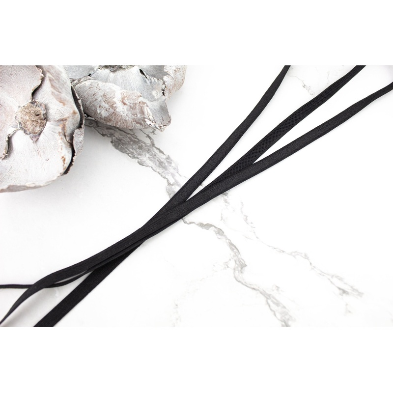 Black Grosgrain Elastic Trim Bra Strap Headband Lingerie Trim 1/4 inch width x 10 yards