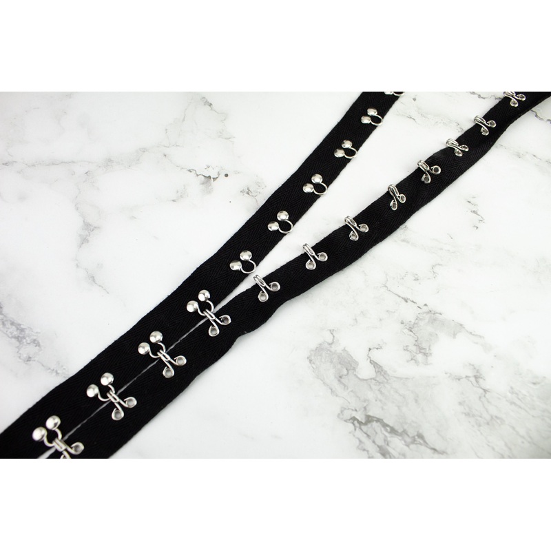 Black Hook and Eye Tape Trim Closure Fastener 1.5 inches width total by the yard