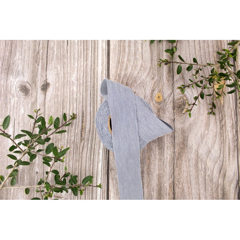 Blue Gray Pique Knit Bias Tape Binding Trim 1.25 inches width x 8 yards