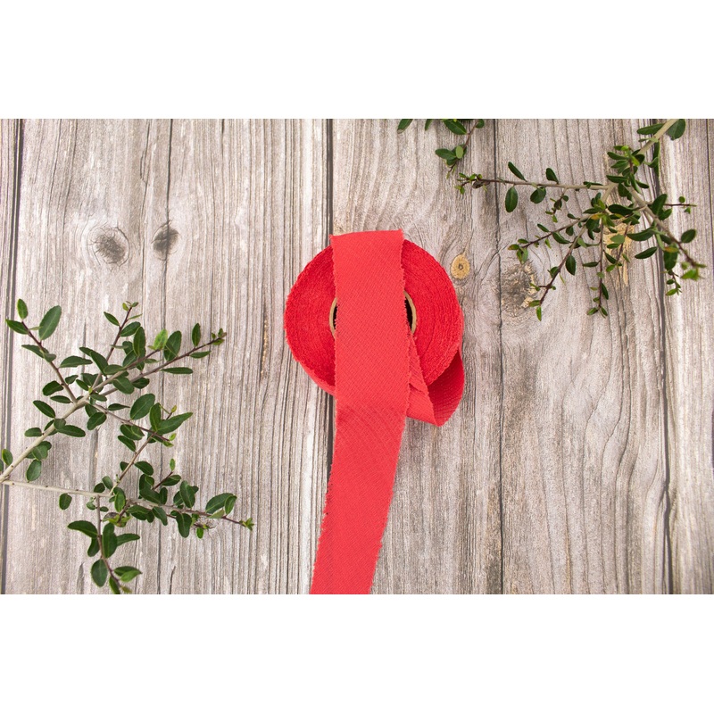 Coral Red Basket Weave Light Weight Woven Bias Tape Trim 1.25 inches width x 12 yards