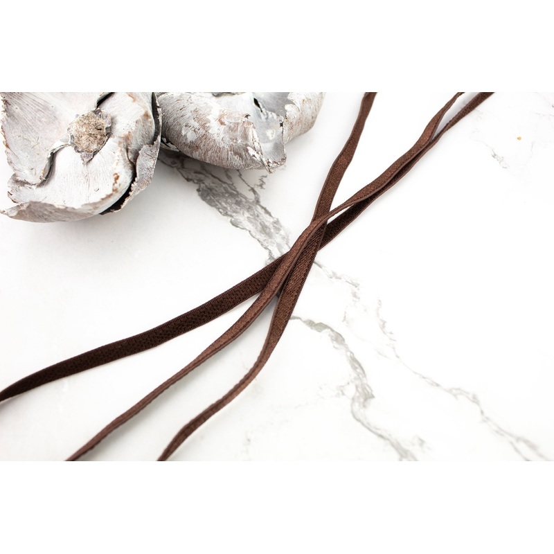 Dark Brown Elastic Trim Bra Strap Headband Lingerie with Plush Back 1/4 inch width x 10 yards