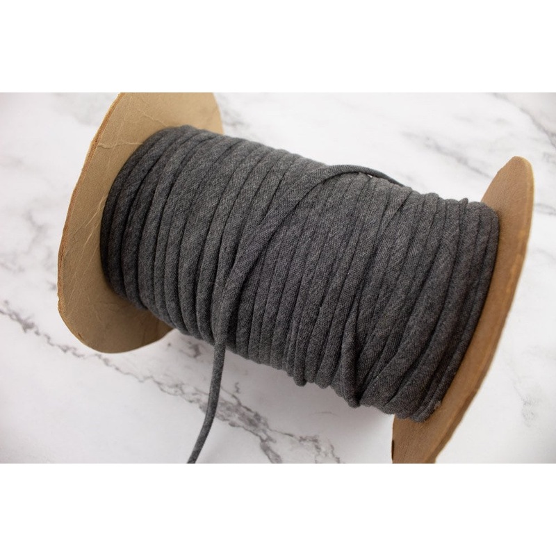 Heather Gray Knit Jersey Trim Spaghetti Straps Hollow Tube Tubular Trim 1/4 inch x  10 yards