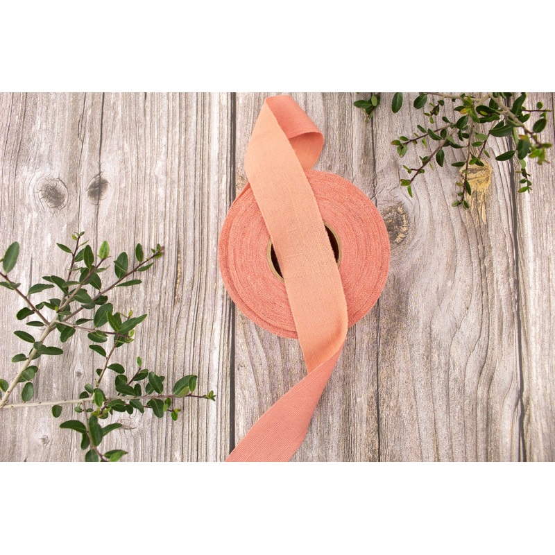 Salmon Linen Slub Textured Knit Bias Tape 1.25 inches width x 13 yards