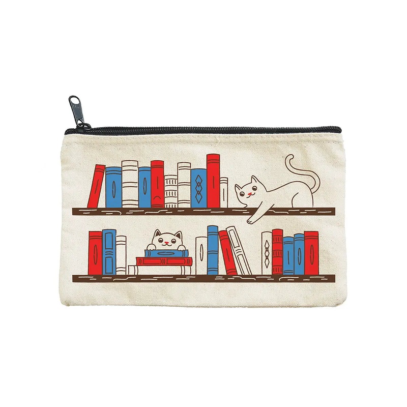Bookshelf Cats Zipper Pouch