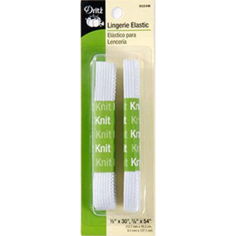 Lingerie Elastic 1/2 and 3/8 White (Dritz)