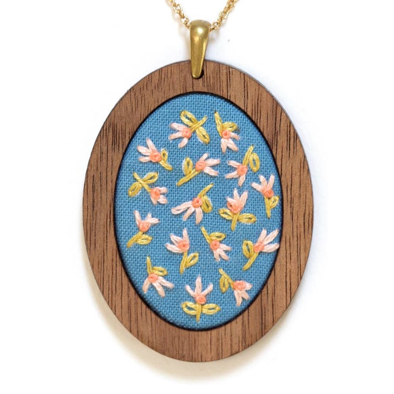 Tiny Tulip Embroidered Pendant Kit (Kiriki Press)