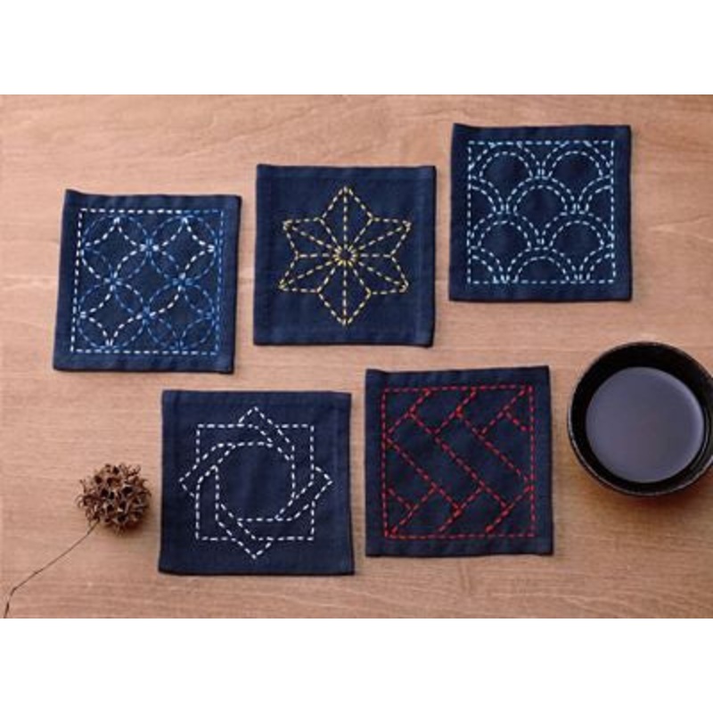 Sashiko Tsumugi Sampler SC-TC2 Coasters Blue