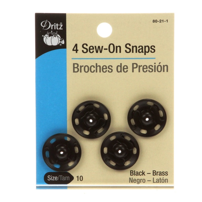 Sew-On Snaps Size 10 Black (Dritz)