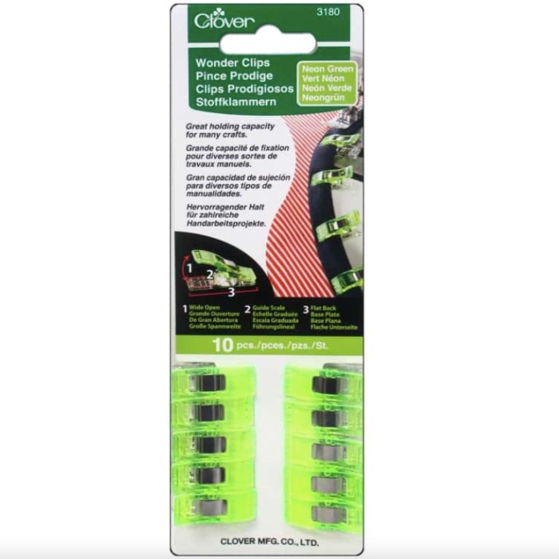 Neon Green Wonder Clips - 10 count