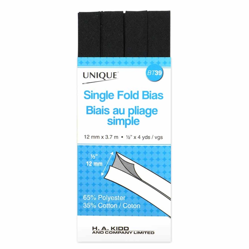 UNIQUE Single Fold Bias Tape - Black
