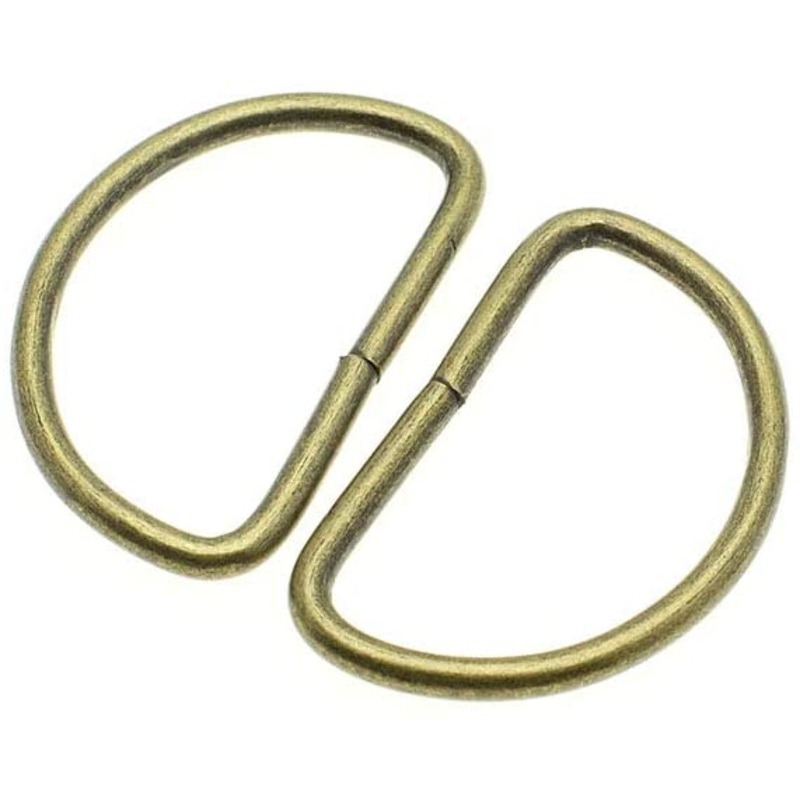 1-1/2 Inch D-Rings (Set of 2) - Antique Brass