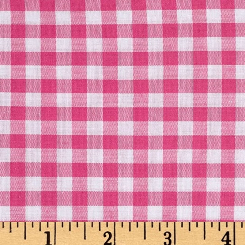 1/4 Gingham Check Poly/Cotton - Fuchsia