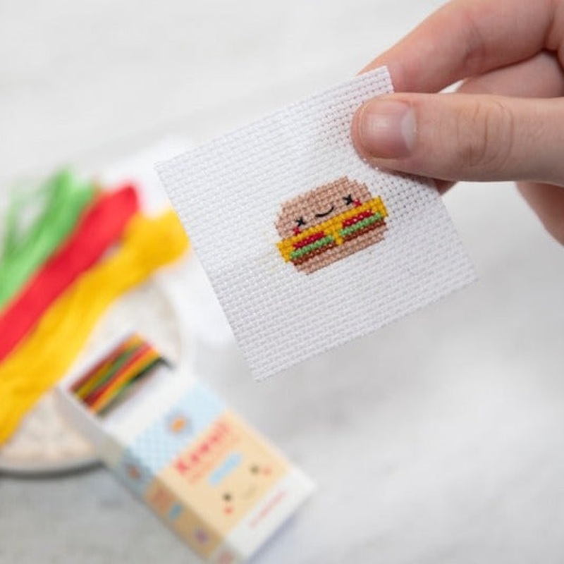 Kawaii Burger Cross Stitch Kit In A Matchbox