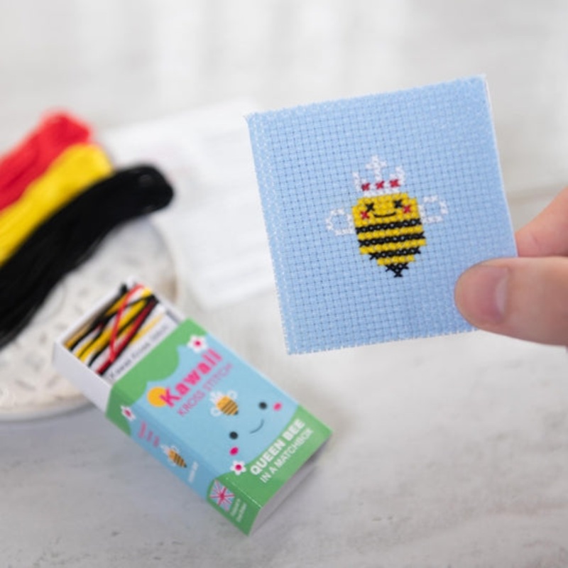 Kawaii Queen Bee Cross Stitch Kit In A Matchbox