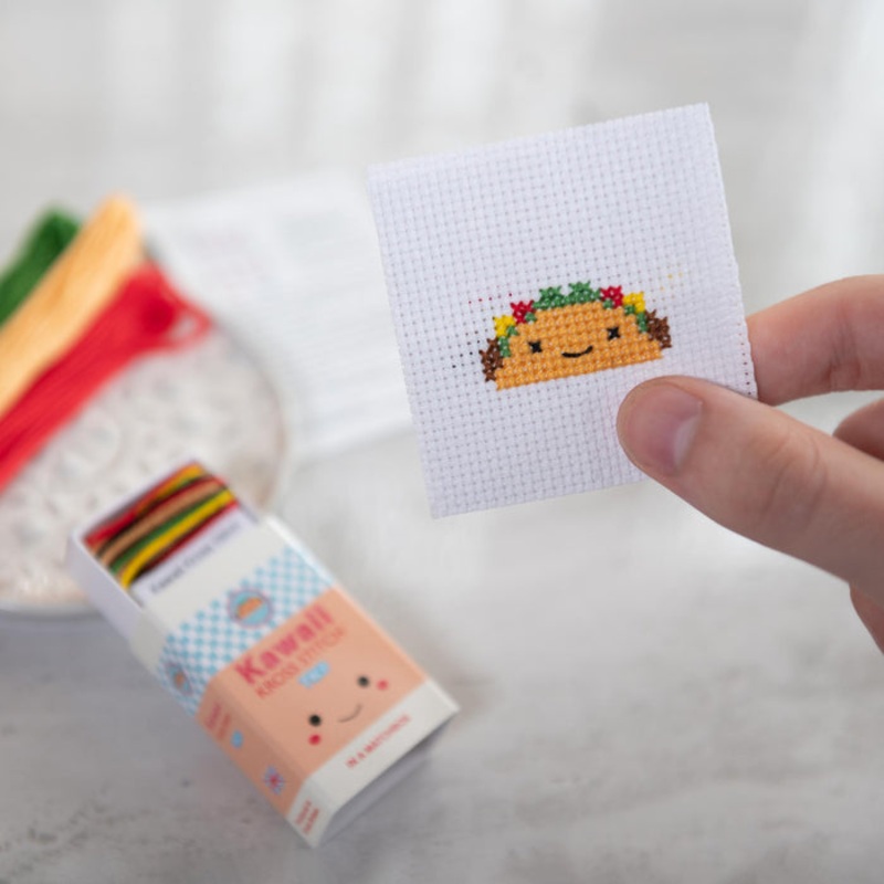 Kawaii Taco Cross Stitch Kit In A Matchbox
