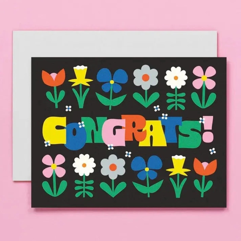 Celebration Garden  Graphic Flower Congrats Card