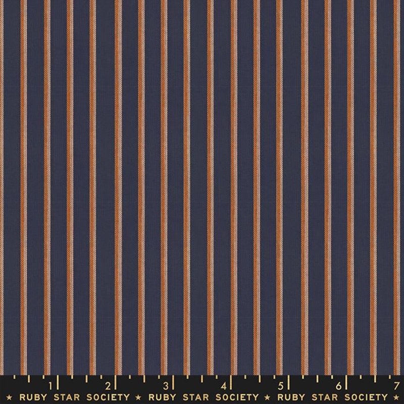 Warp & Weft Heirloom Wovens - Navy Skinny Stripe, 1/4 yard