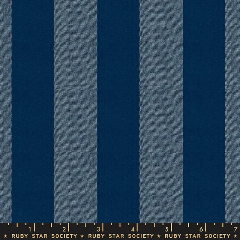 Warp & Weft Heirloom Wovens - Navy Wide Stripe, 1/4 yard
