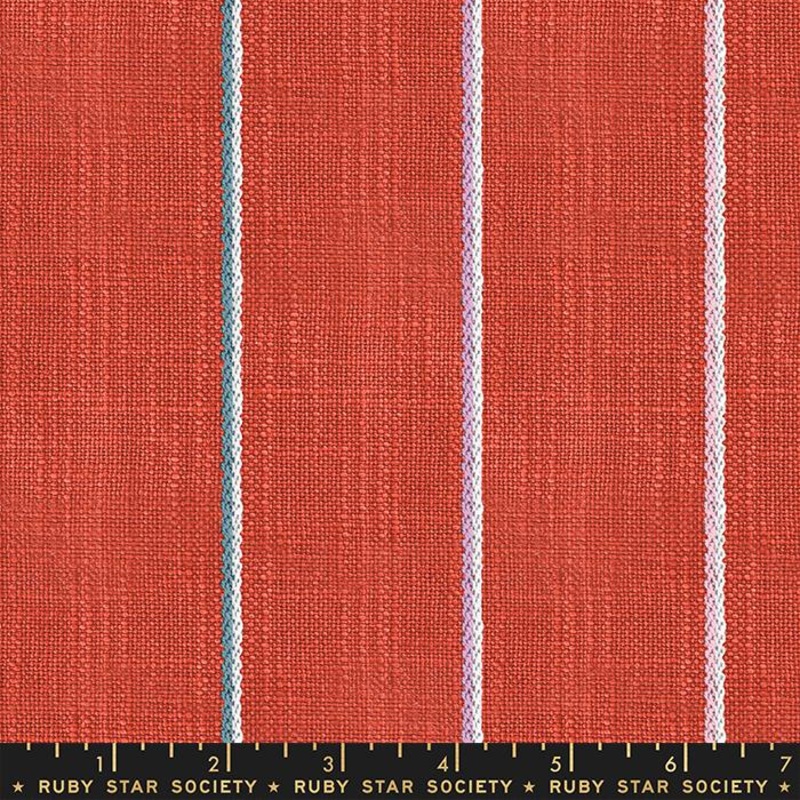 Warp & Weft Heirloom Wovens - Persimmon Heavyweight Stripe, 1/4 yard