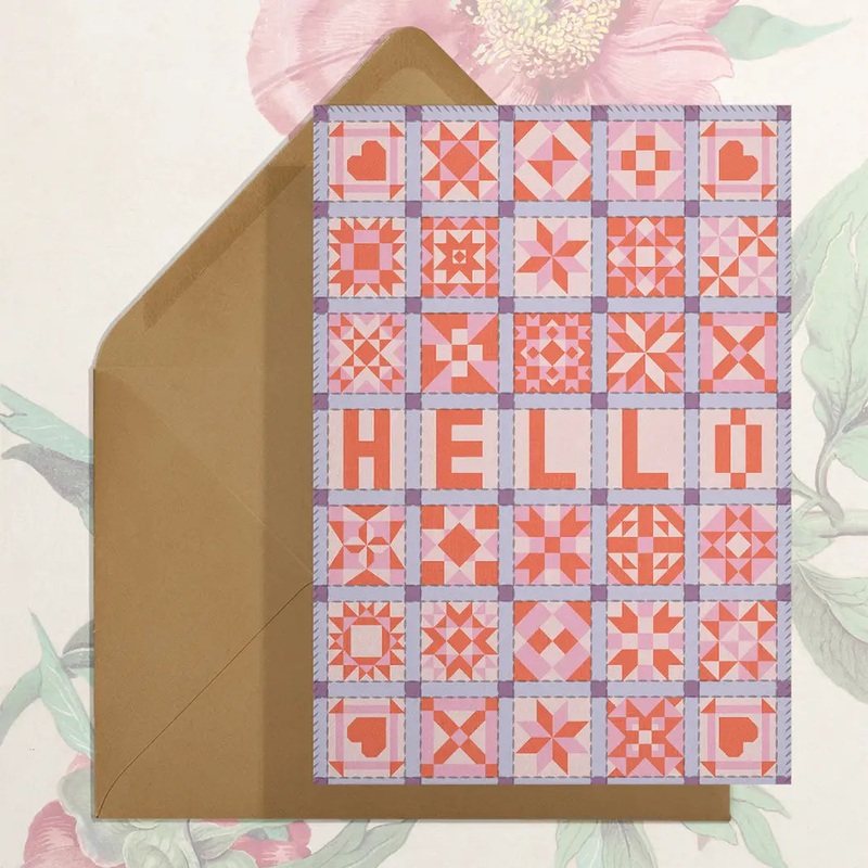 Hello Patchwork Quilt Card
