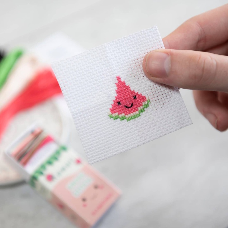 Kawaii Watermelon Cross Stitch Kit In A Matchbox