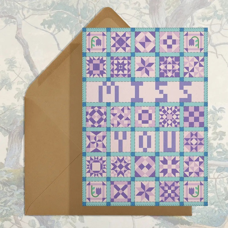 Miss You Patchwork Quilt Card