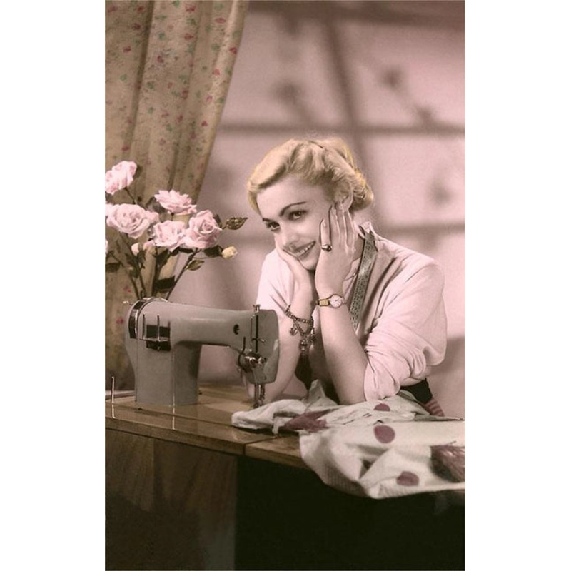 Woman at Sewing Machine Card