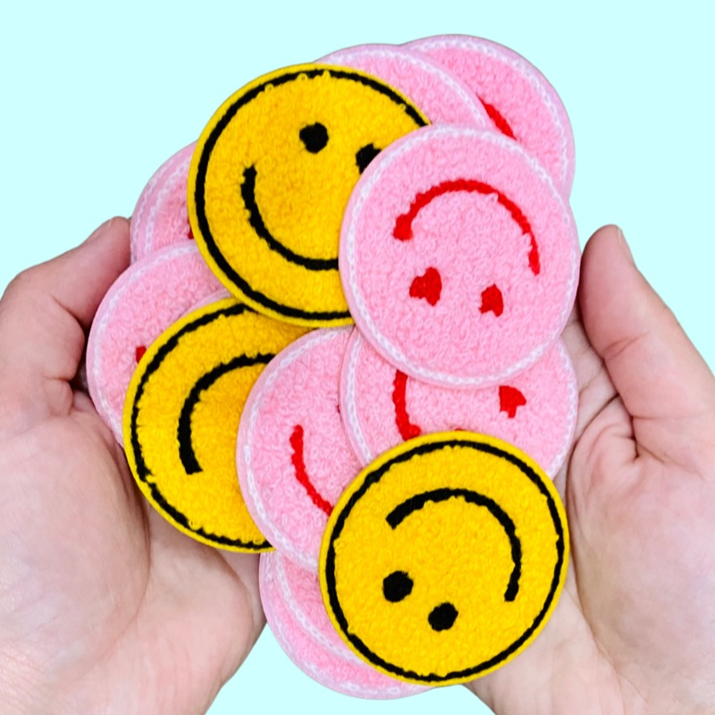 Smiley Patch-Yellow & Pink