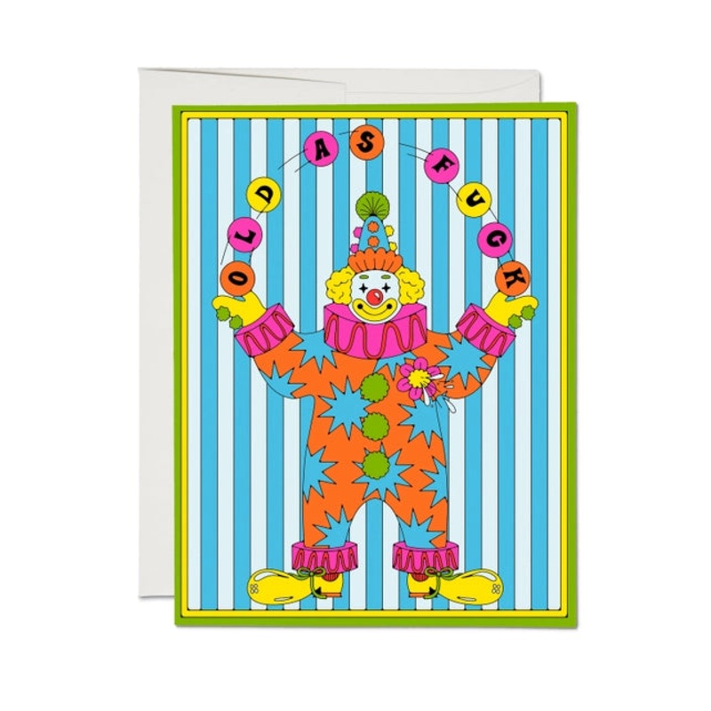 Old Clown Birthday Card