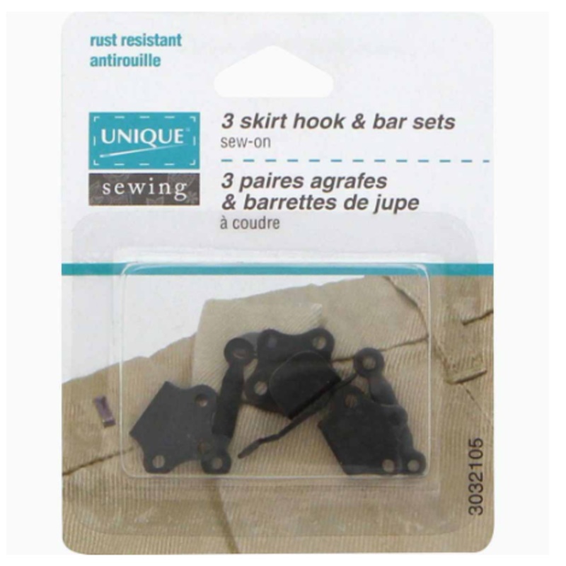 UNIQUE SEWING Skirt Hook & Bar Sets Black