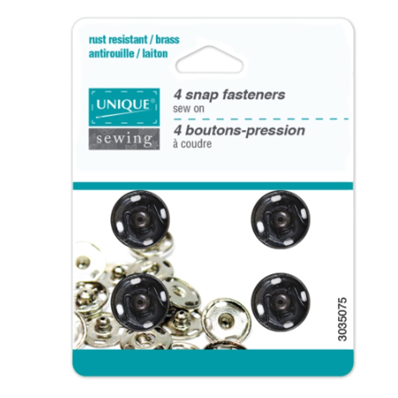 UNIQUE SEWING Snap Fasteners Black - size 7 / 15mm (58) - 4 sets