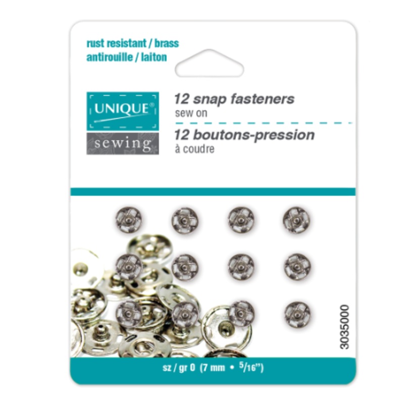 UNIQUE SEWING Snap Fasteners Nickel - size 0 / 7mm (14) - 12 sets