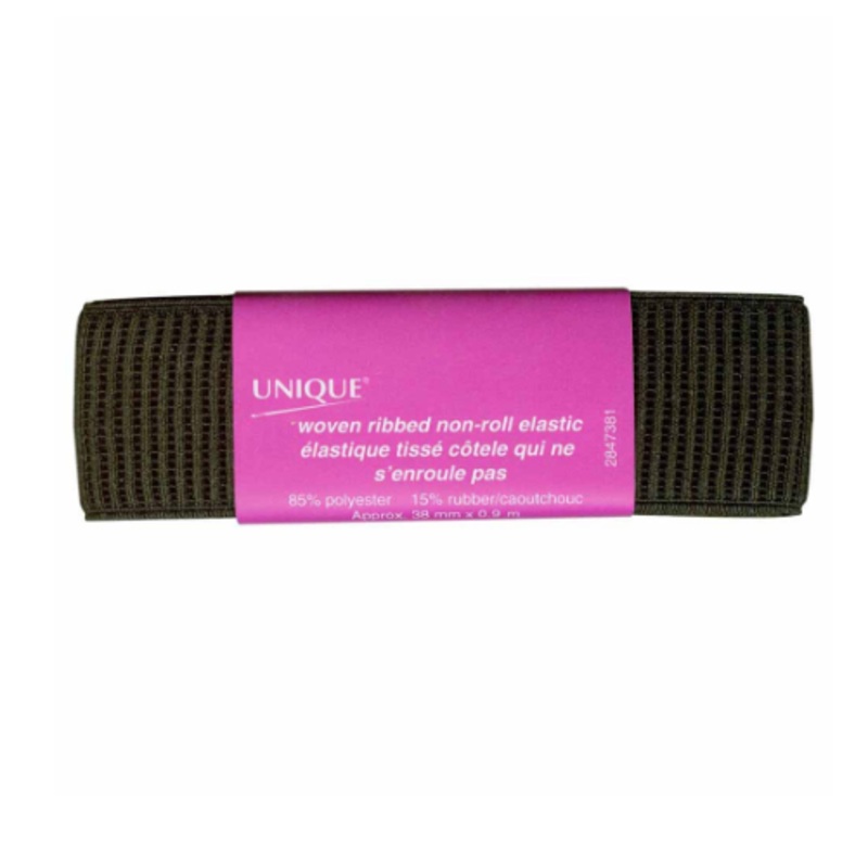 UNIQUE Ribbed Elastic 1-1/2 x 35.1 (38mm x 0.9m) - Black