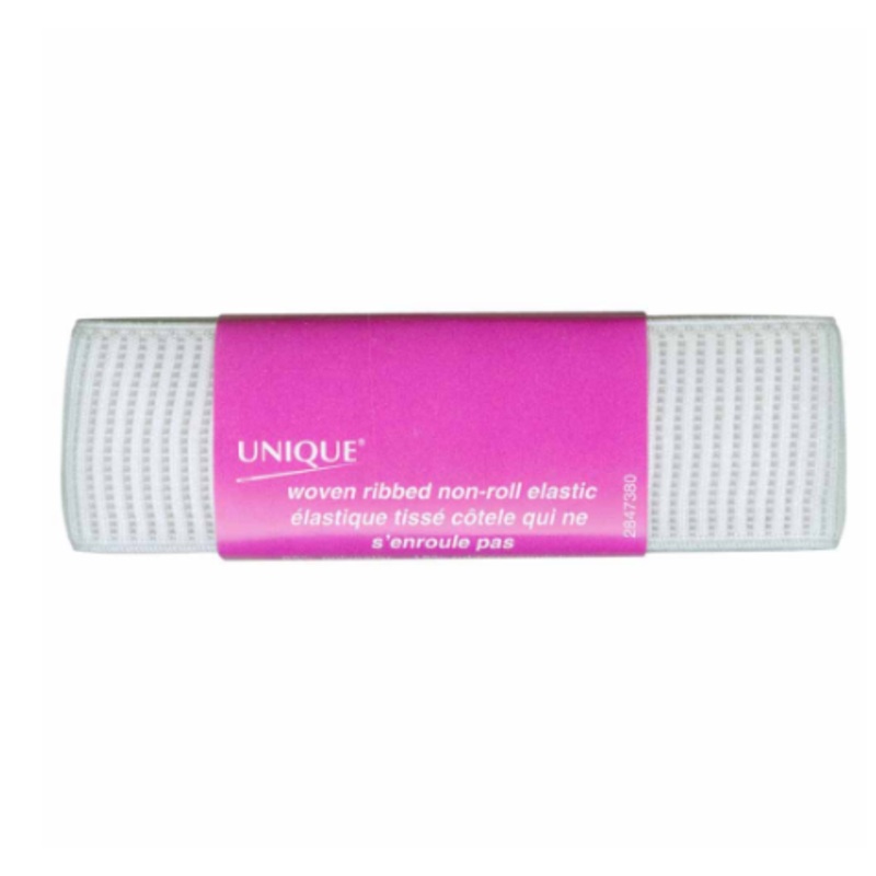 UNIQUE Ribbed Elastic 1-1/2 x 35.1 (38mm x 0.9m) - White