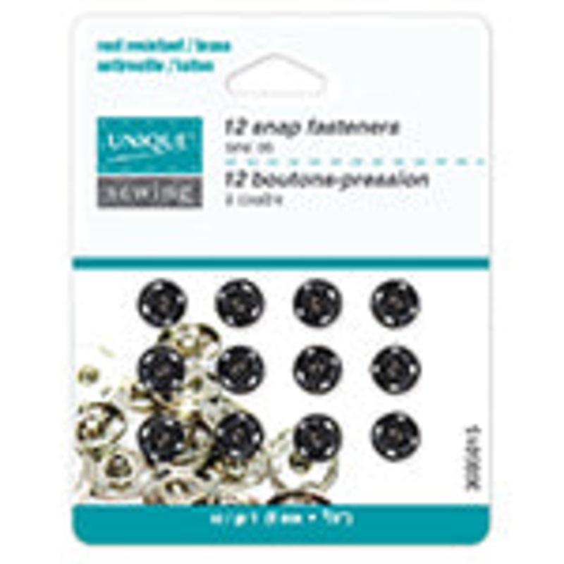 UNIQUE SEWING Snap Fasteners Black - size 1, 9mm  (1/3) - 12 sets