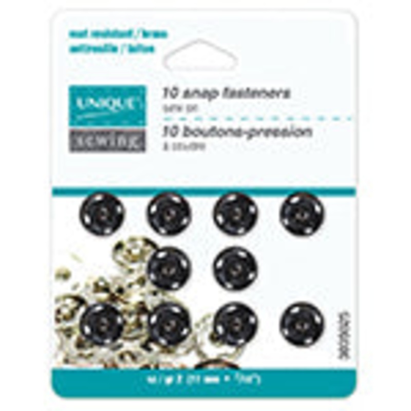 UNIQUE SEWING Snap Fasteners Black - size 2, 11mm  (3/8) - 10 sets