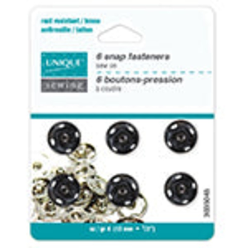 UNIQUE SEWING Snap Fasteners Black- size 4, 13mm  (1/2) - 6 sets