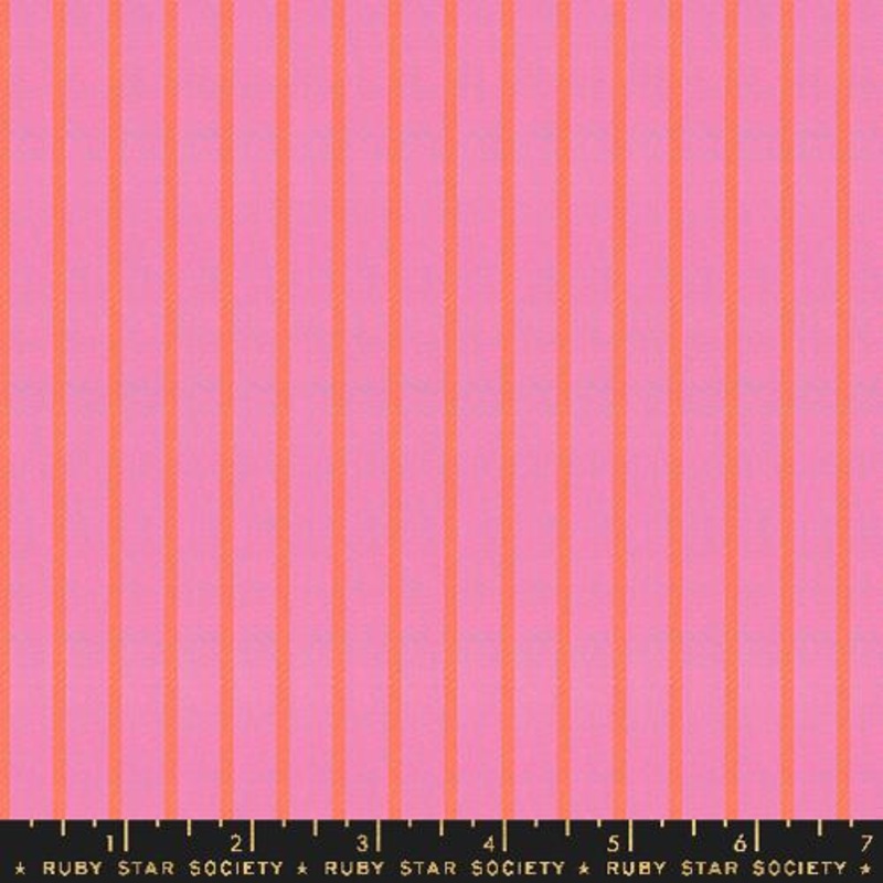 Warp and Weft Ooh Lucky Lucky; Apron Stripe Bright Pink, 1/4 yard