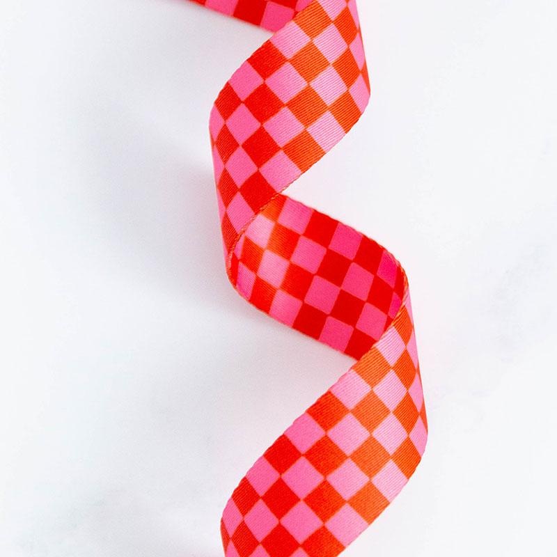 1.5 Checker Webbing - Strawberry