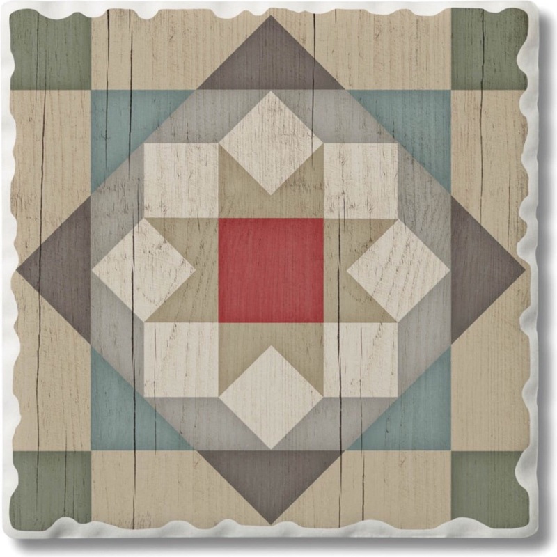 Absorbent Stone Coaster - Barn Star