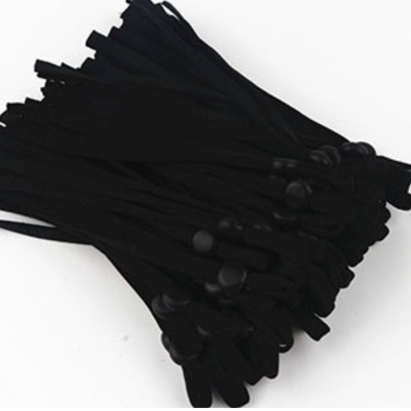 Mask Adjustable Ear Loops with Toggle - Black - 10 & 50 pc