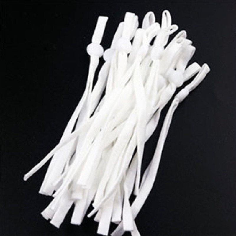 Mask Adjustable Ear Loops with Toggle - White - 10 & 50 pc