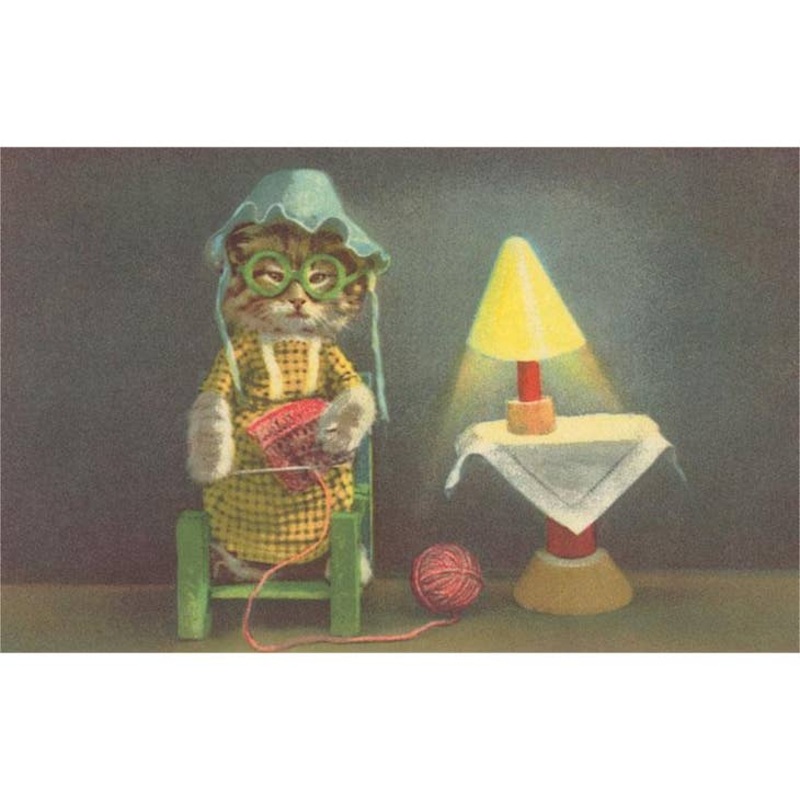 Dressed Kitten Knitting Card