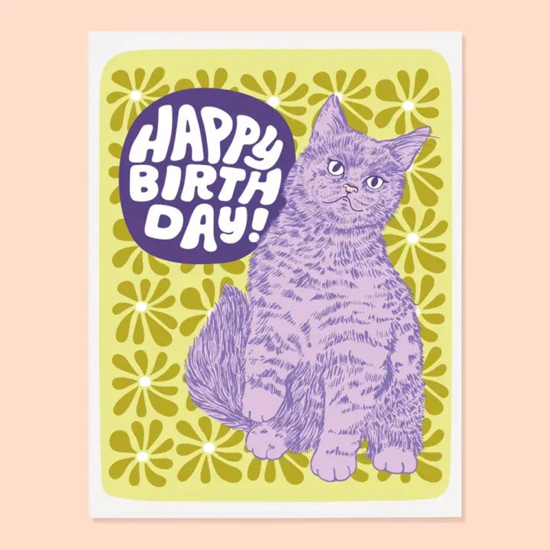 Floral Cat Bday Card