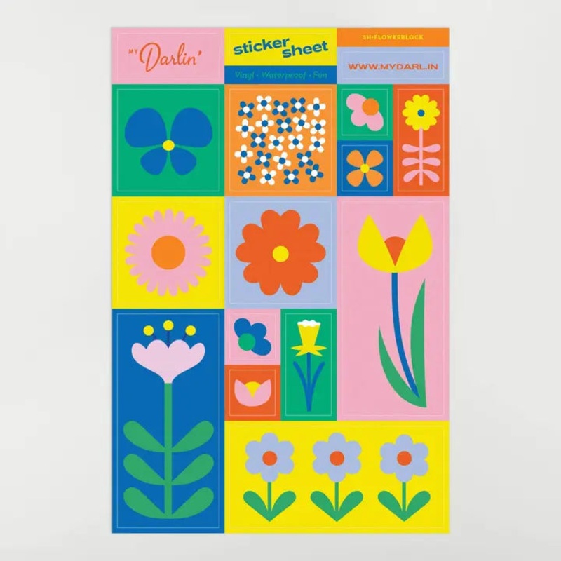 Flowerblock Color Block Flowers Sticker Sheet