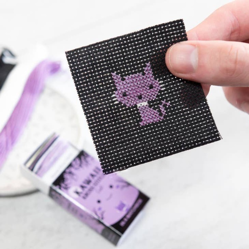Kawaii Halloween Cat Cross Stitch Kit In A Matchbox