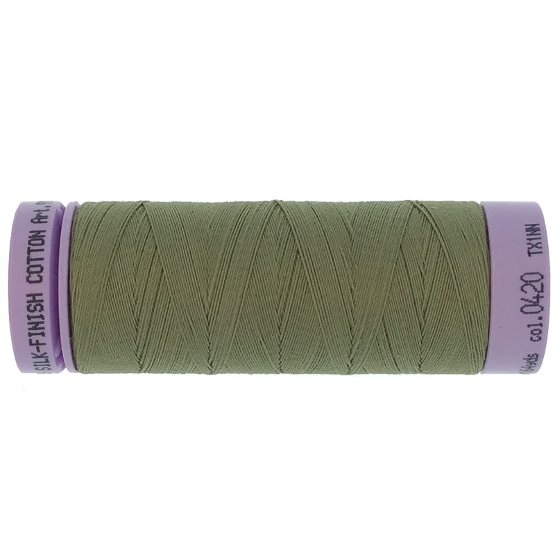 Mettler Cotton 50wt Thread - 150mt - 0420 - Olive Drab