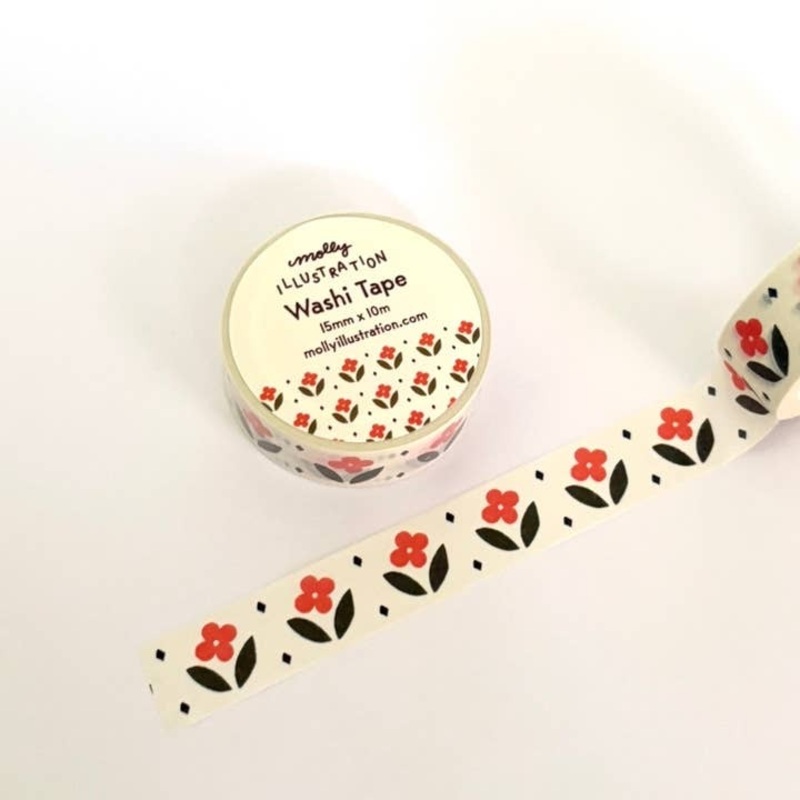 Red Floral Washi Tape