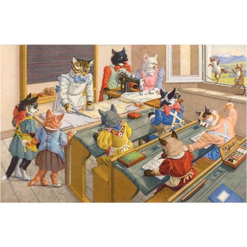 Sewing Class Cats Card