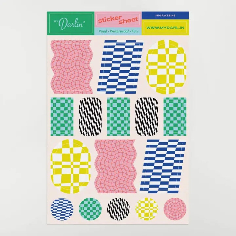 Space Time Checks Abstract Checks and Grids Sticker Sheet